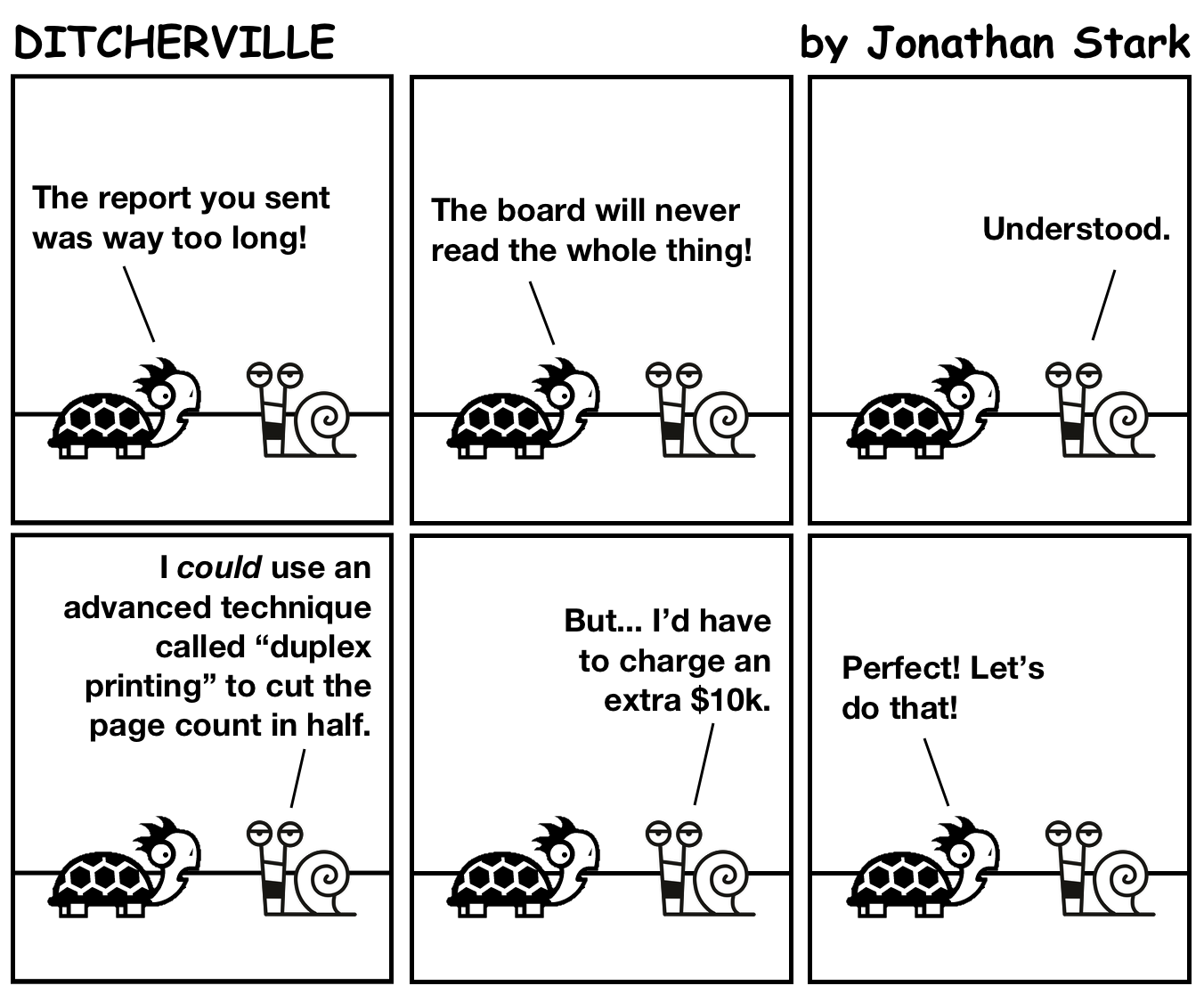 The report you sent was way too long!